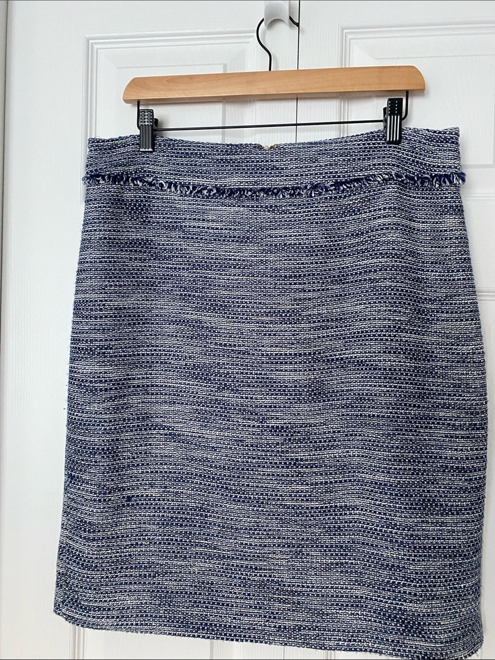 Karl Lagerfeld Navy and White Tweed Pencil Skirt